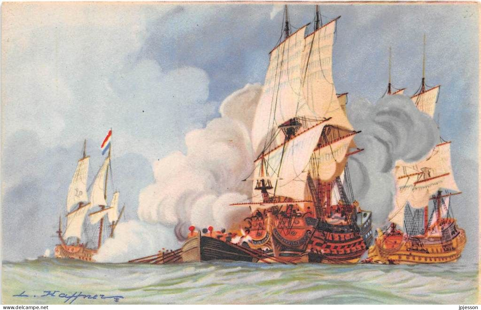 ILLUSTRATEUR - HAFFNER - MARINE - "DEBUT DE LA BATAILLE DE BEVEZIERS" - LIGUE MARITIME ET COLONIALE - Haffner