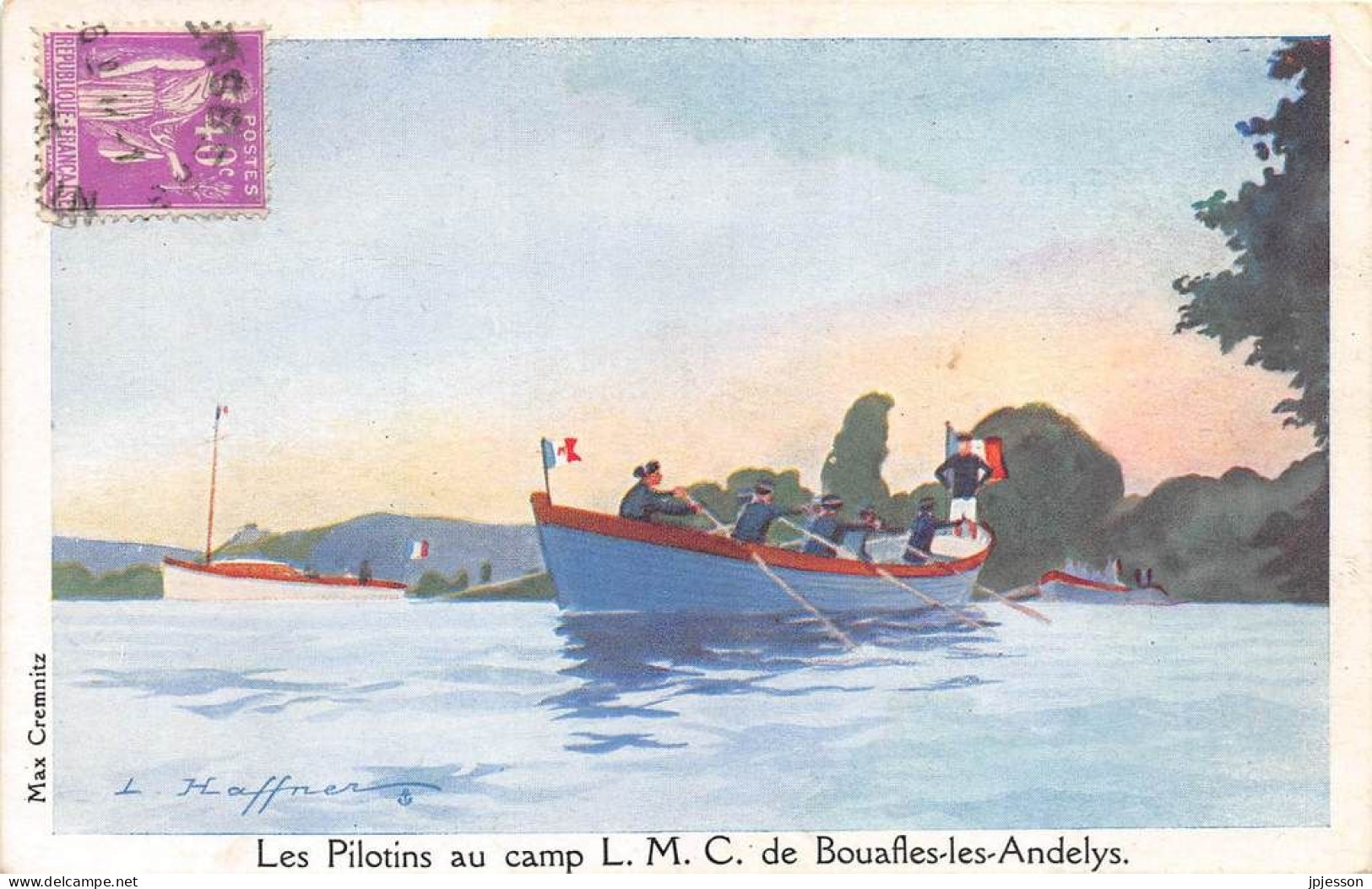 ILLUSTRATEUR - HAFFNER - MARINE - "LES PILOTINS AU CAMP L.M.C., BOUAFLES LES ANDELYS" - LIGUE MARITIME ET COLONIALE - Haffner