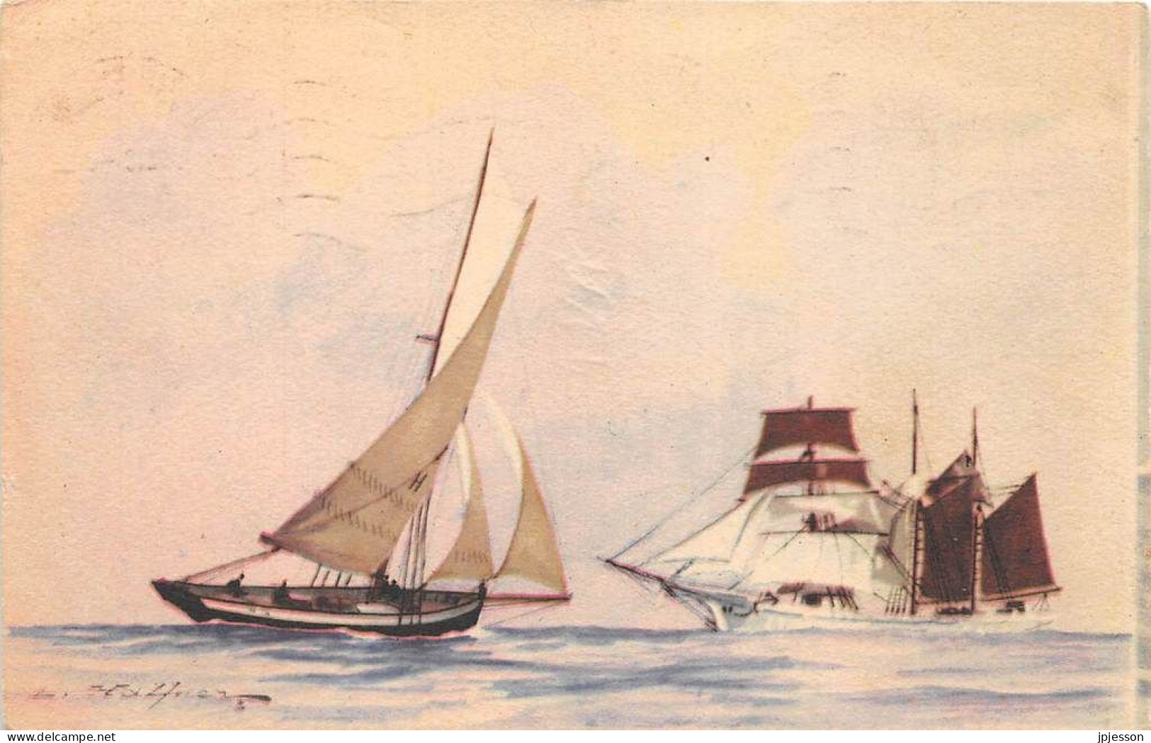 ILLUSTRATEUR - HAFFNER - MARINE - "PILOTE ET TROIS MATS GOELETTE" - LIGUE MARITIME ET COLONIALE - Haffner