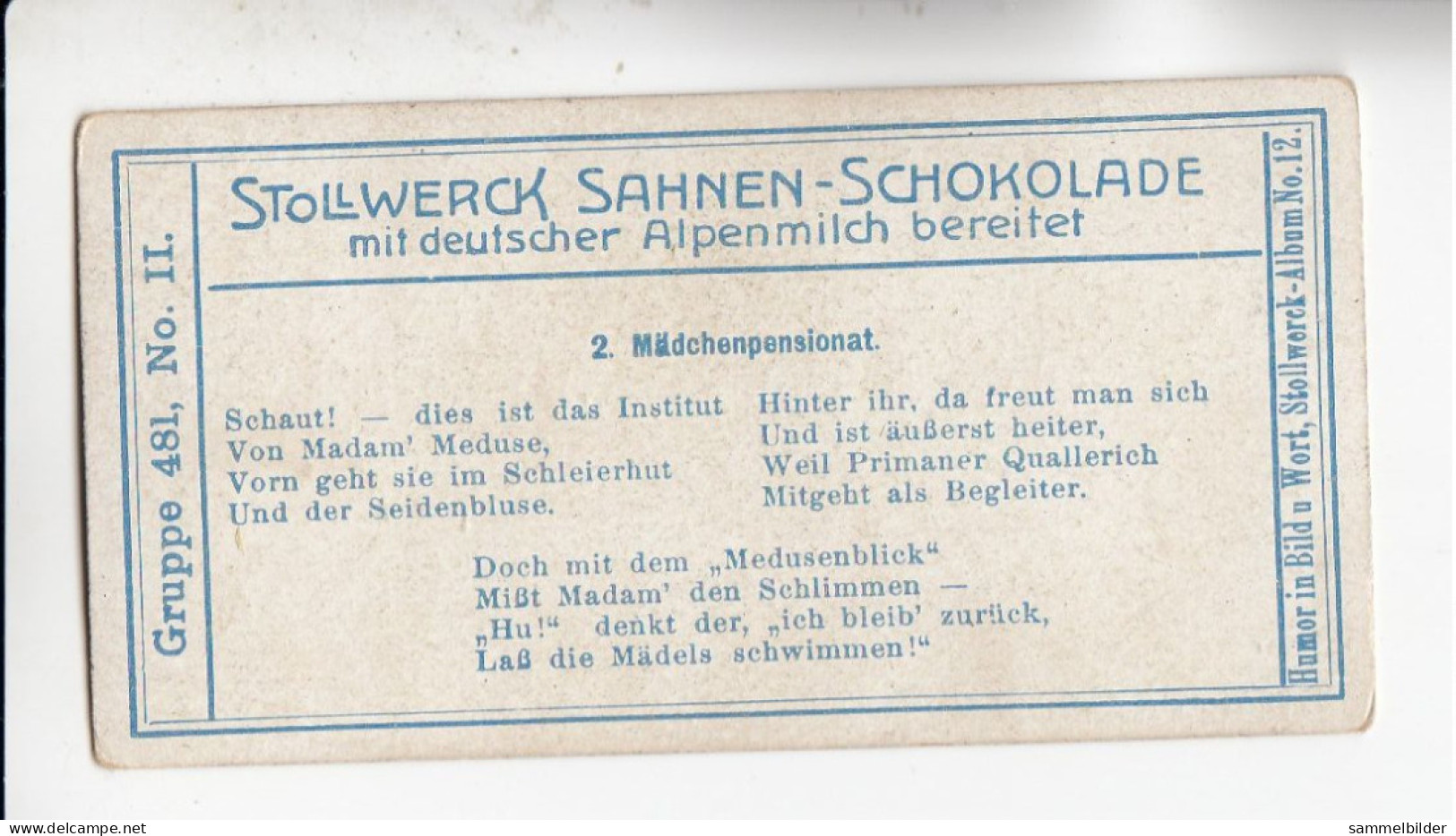 Stollwerck Album No 12 Medusen  Mädchenpensionat  Grp 481 #2 Von 1911 - Stollwerck