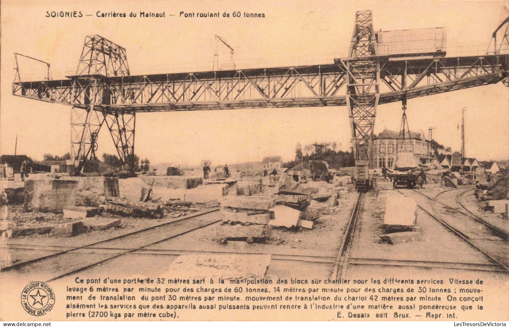 BELGIQUE - Soignies - Carrières Du Hainaut - Pont Roulant De 60 Tonnes - Carte Postale Ancienne - Soignies