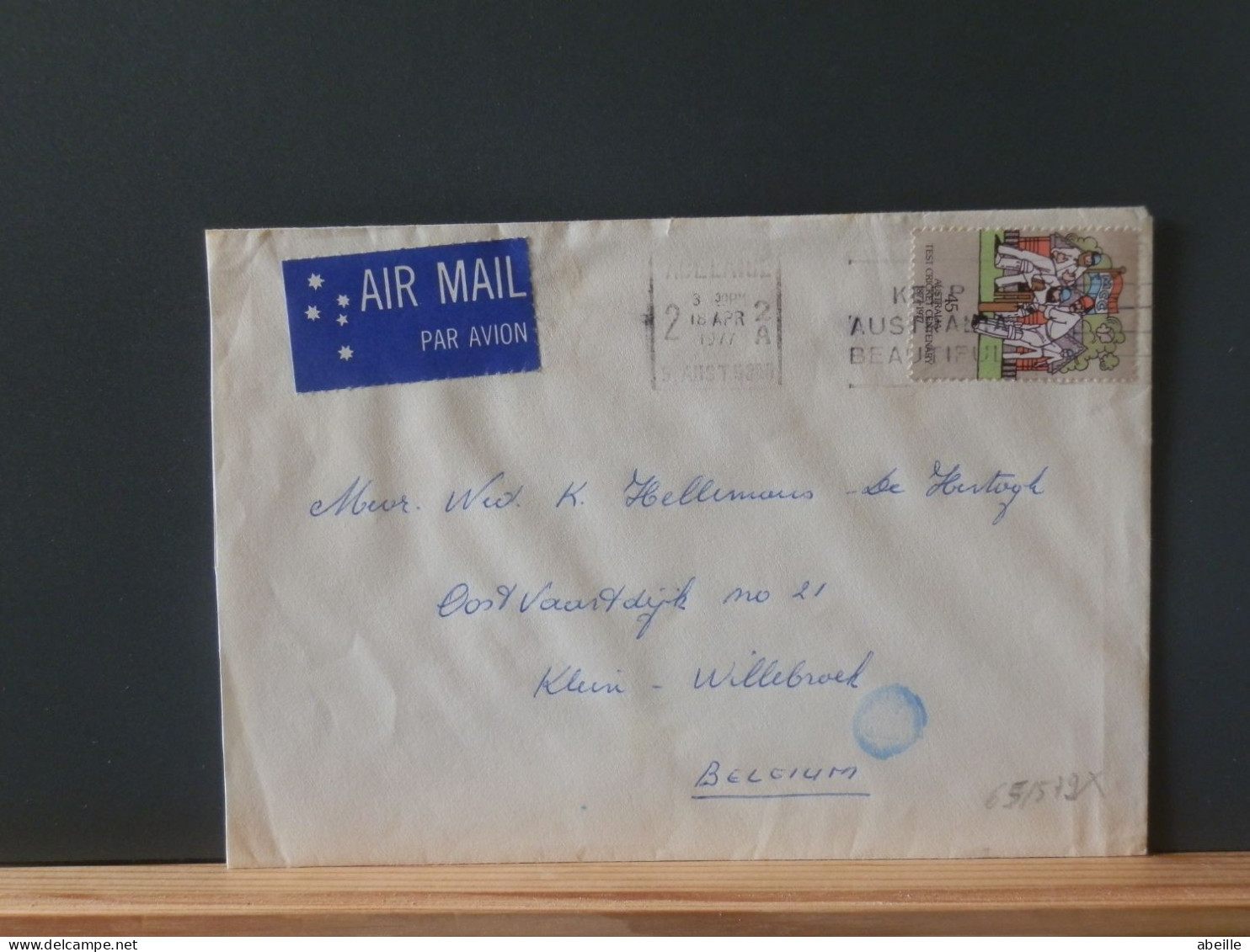 65/579X LETTRE  AUSTRALIA POUR LA BELG.  1977 - Brieven En Documenten