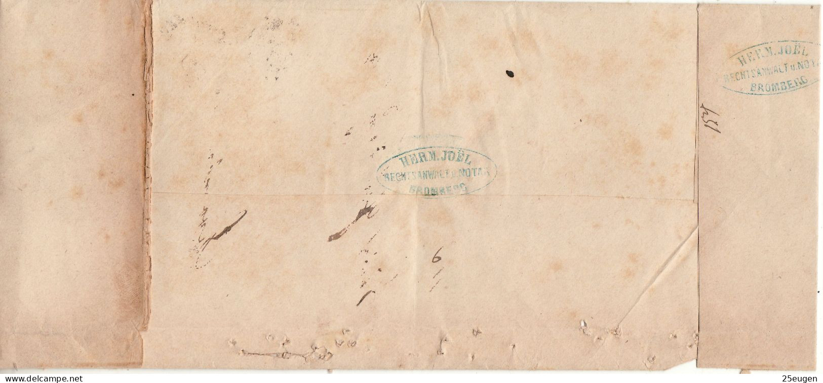 POLAND / GERMAN ANNEXATION 1876 R - LETTER  SENT FROM  BYDGOSZCZ / BROMBERG / TO  SZUBIN / SCHUBIN / - Lettres & Documents