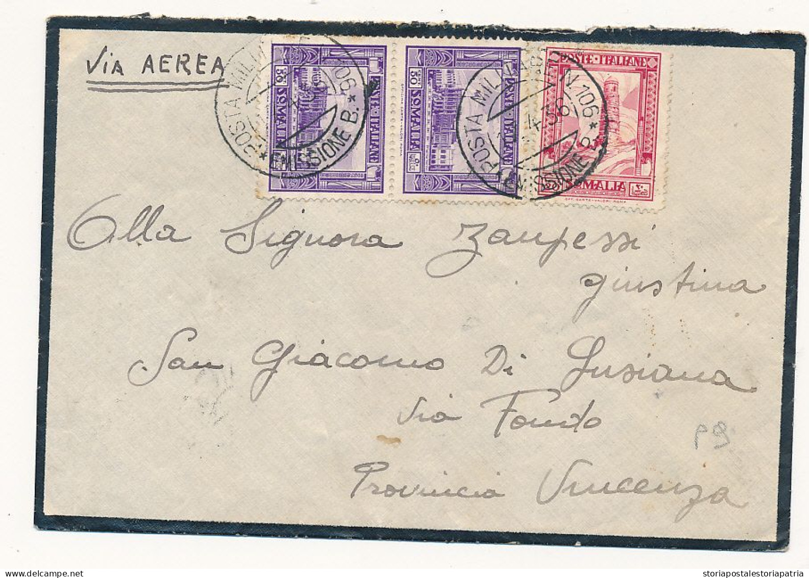 1936 COLONIE ITALIANE SOMALIA POSTA MILITARE 106 EMISSIONE B RARA - Somalië