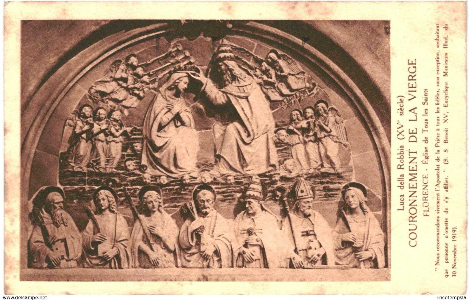 CPA  Carte Postale Italie Florence Eglise De Tous Les Saints Couronnement De La Vierge De Luca Della Robbia  VM70346 - Sculture