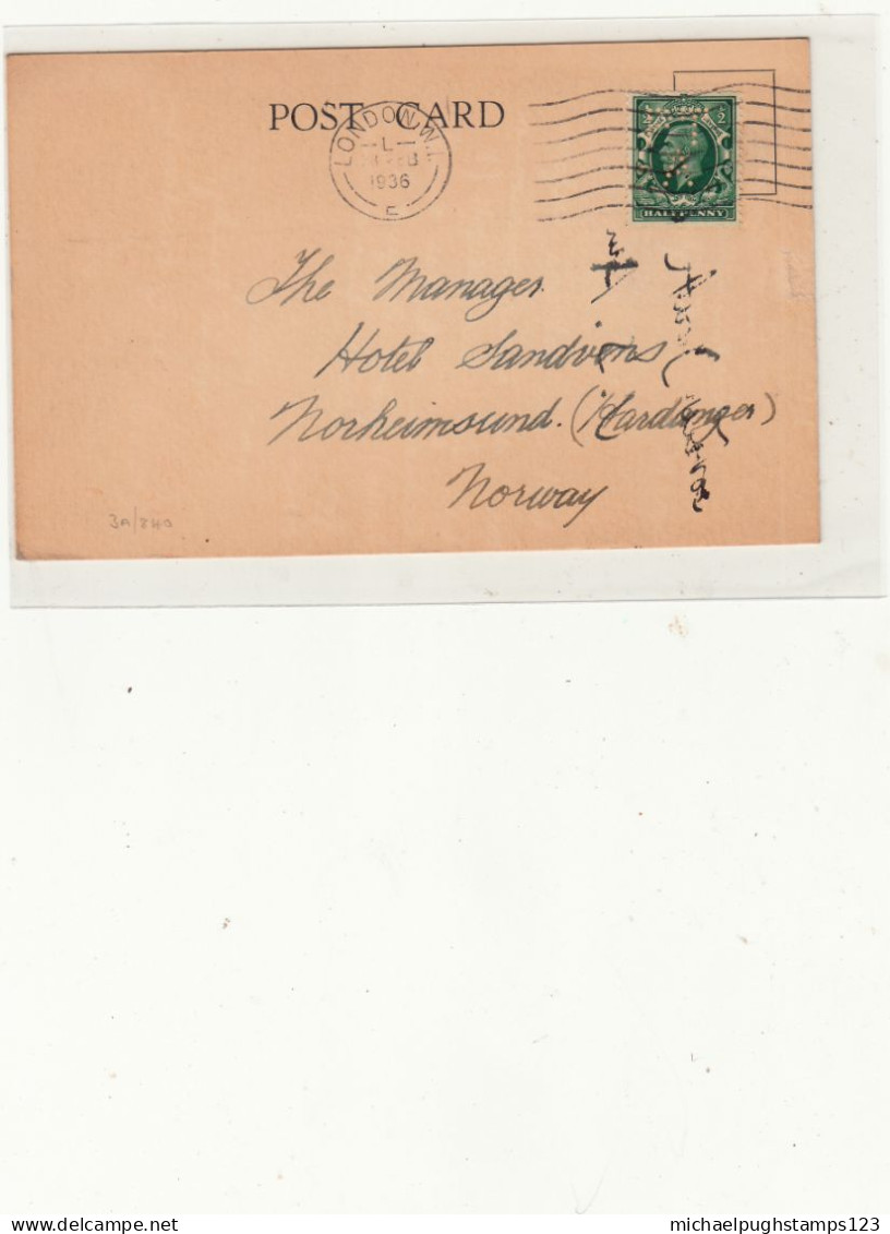 G.B. / Photogravure Stamps / Perfins / Tourism - Unclassified
