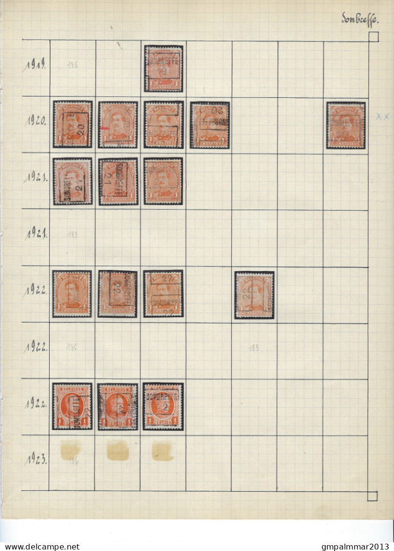 GROOT Lot Met Voorafstempeling SOMBREFFE  Met HOUYOUX , ALBERT I En HERALDIEKE LEEUW UNCHECKED ; Zie 5 Scans !  LOT 293 - Autres & Non Classés