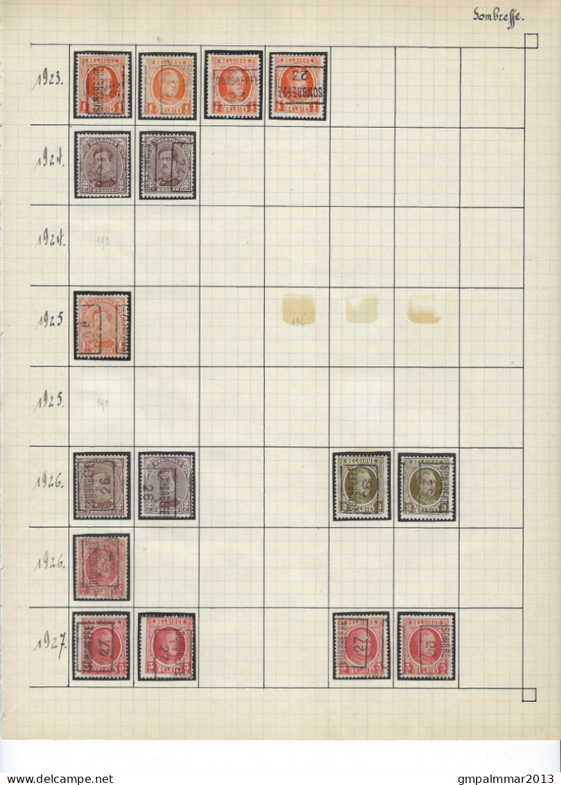 GROOT Lot Met Voorafstempeling SOMBREFFE  Met HOUYOUX , ALBERT I En HERALDIEKE LEEUW UNCHECKED ; Zie 5 Scans !  LOT 293 - Sonstige & Ohne Zuordnung