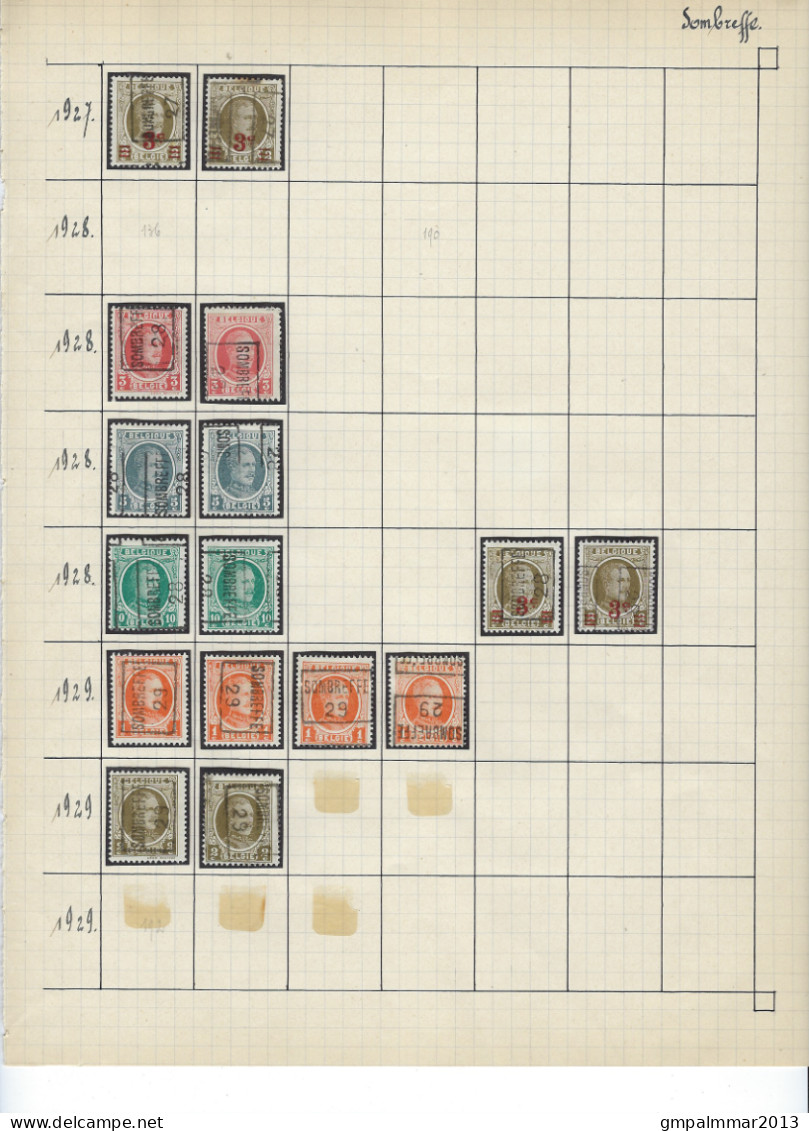 GROOT Lot Met Voorafstempeling SOMBREFFE  Met HOUYOUX , ALBERT I En HERALDIEKE LEEUW UNCHECKED ; Zie 5 Scans !  LOT 293 - Autres & Non Classés