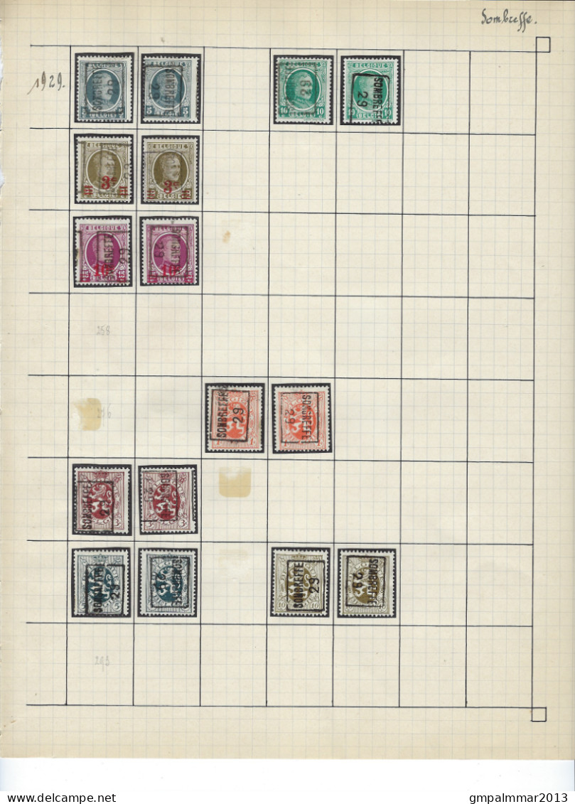 GROOT Lot Met Voorafstempeling SOMBREFFE  Met HOUYOUX , ALBERT I En HERALDIEKE LEEUW UNCHECKED ; Zie 5 Scans !  LOT 293 - Other & Unclassified