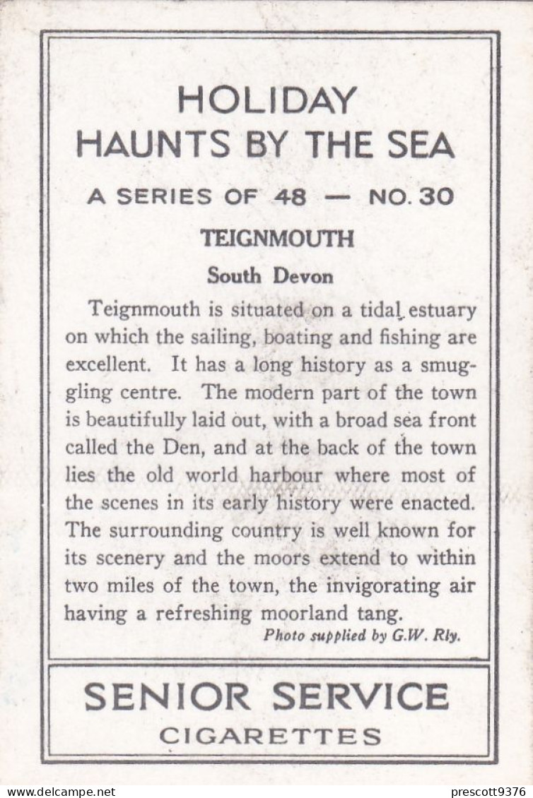 Holiday Haunts By The Sea 1938 - Senior Service Photo Card - M Size - RP - 30 Teignmouth, S. Devon - Wills