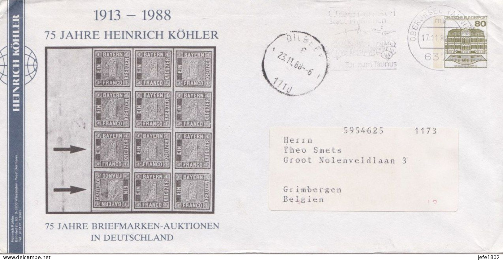 75 Jahre Heinrich Köhler - 75 Jahre Briefmarken-Auktionen In Deutschland / Bayern Franco EIN Kreuzer - Covers - Used