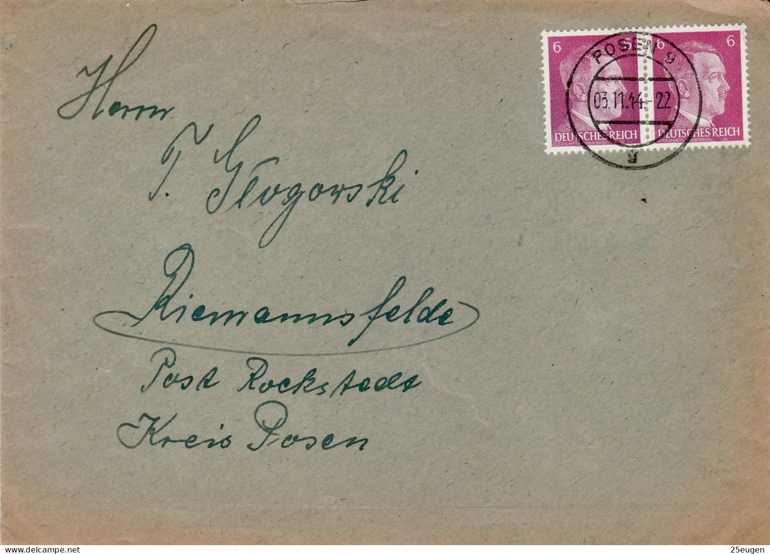 GERMAN OCCUPATION 1944 LETTER  SENT FROM POZNAŃ TO CEREKWICA / RIEMANNSFELDE - Other & Unclassified