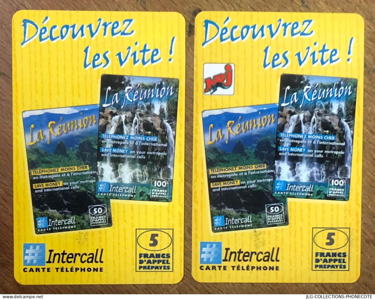 RÉUNION NRJ 2 CARTES INTERCALL PREPAID PREPAYÉE CALLING CARD NO TELECARTE PHONECOTE TELEFONKARTE SCHEDA PHONECARD - Reunion