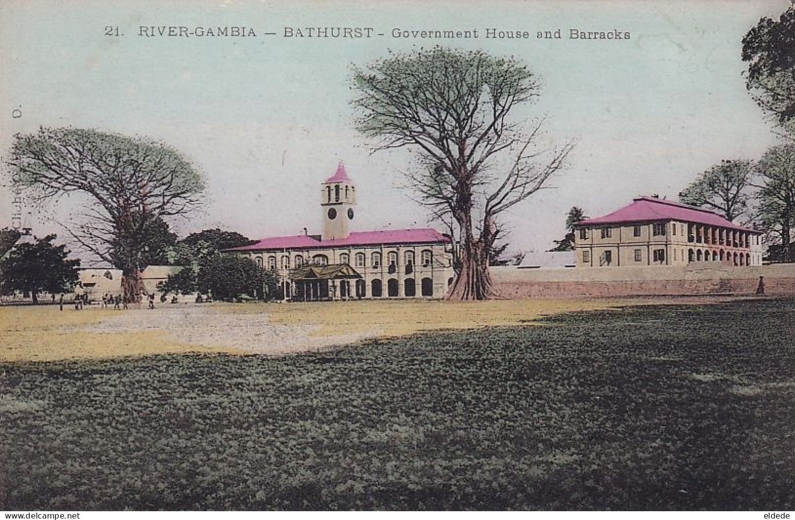 Bathurst Gambia River Government House And Barracks Undivided Back  Hand Colored Cliché C.F.A.O. - Gambia