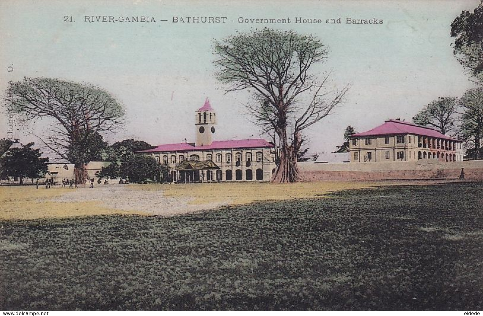 Bathurst Gambia River Government House And Barracks Undivided Back  Hand Colored Cliché C.F.A.O. - Gambie