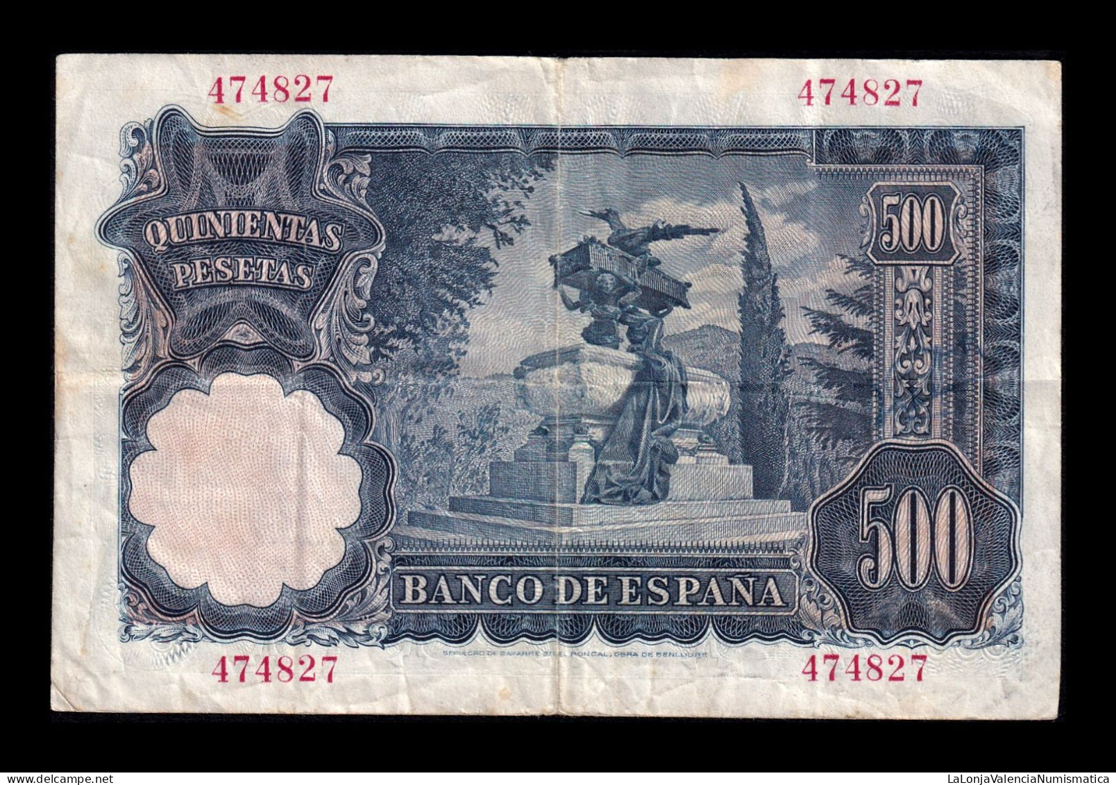 España Spain 500 Pesetas Mariano Benlliure 1951 Pick 142 Sin Serie Mbc Vf - 500 Peseten