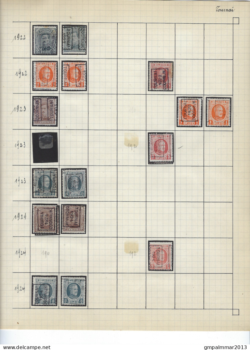 LOT TOURNAI / DOORNIJK met o.a. RIJKSWAPEN , HERALDIEKE LEEUW , HOUYOUX , PELLENS en ALBERT I ; 10 scans !  LOT 293