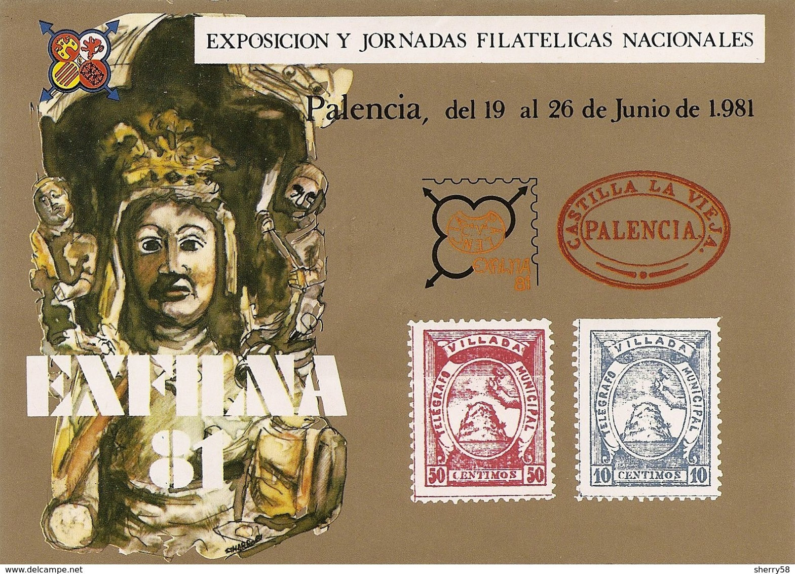 1980-HOJA RECUERDO ED. 98 -EXFILNA 81 PALENCIA EXPO. Y JORNADAS FILATÉLICAS NACIONALES - NÚMERO DE CONTROL AL DORSO- - Feuillets Souvenir