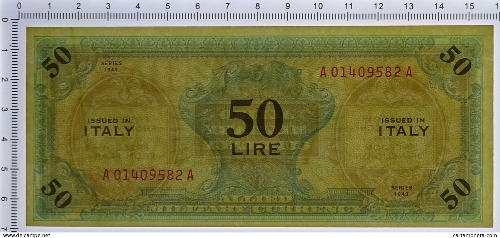 50 LIRE OCCUPAZIONE AMERICANA IN ITALIA MONOLINGUA BEP 1943 SPL+ - Occupation Alliés Seconde Guerre Mondiale