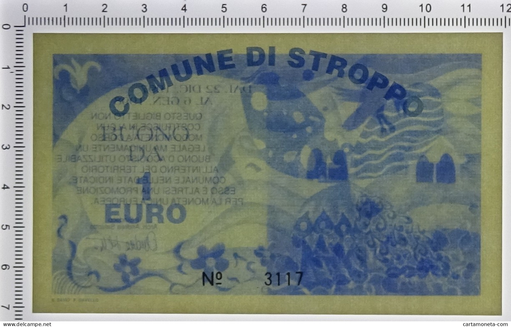 1 EURO BUONO COMUNALE COMUNE DI STROPPO 22/12/1997 FDS-/FDS - [ 7] Fautés & Variétés