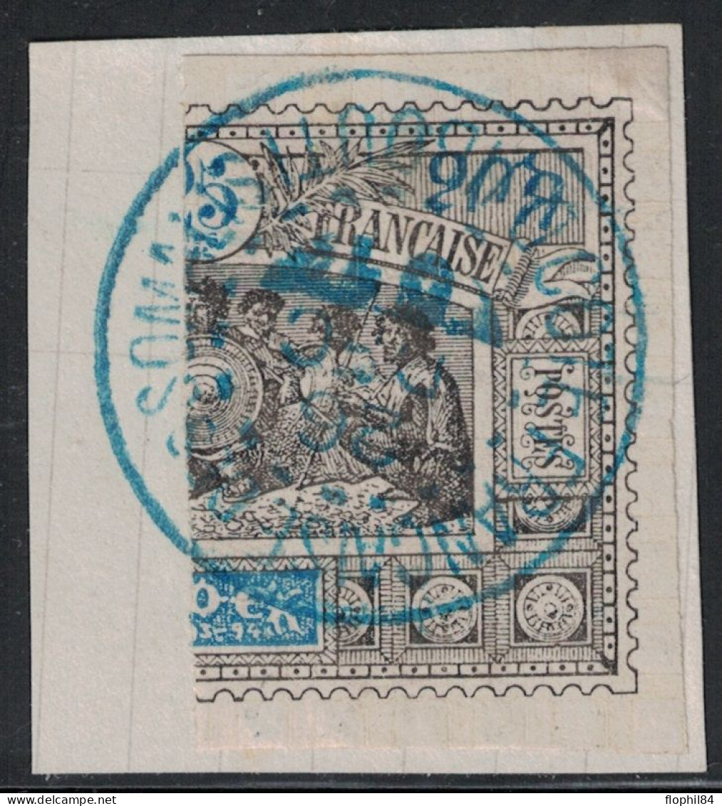 OBOCK - N°54a - DEMI TIMBRE DROITE A 25c SUR FRAGMENT DE LETTRE - COTE 40€ . - Used Stamps