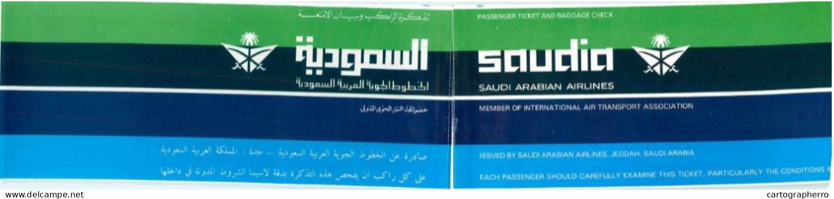 Saudia Saudi Arabian Airlines Ticket - Billetes