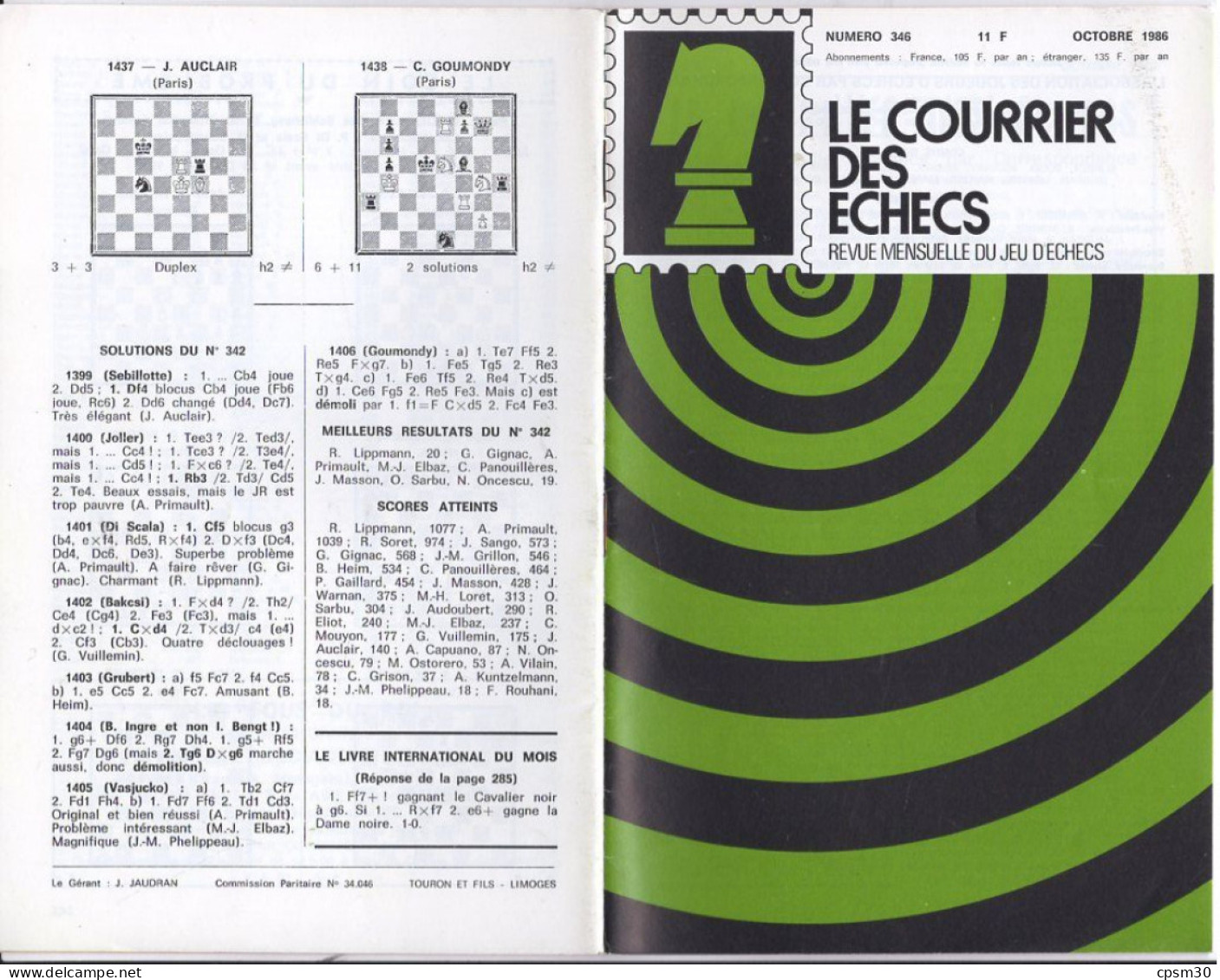 LIVRE - Le Courrier Des Echecs, Revue Mensuelle Du Jeu D'echec, 15 N° De 322 Juillet 1984 à 393 Janvier 1991 - Palour Games