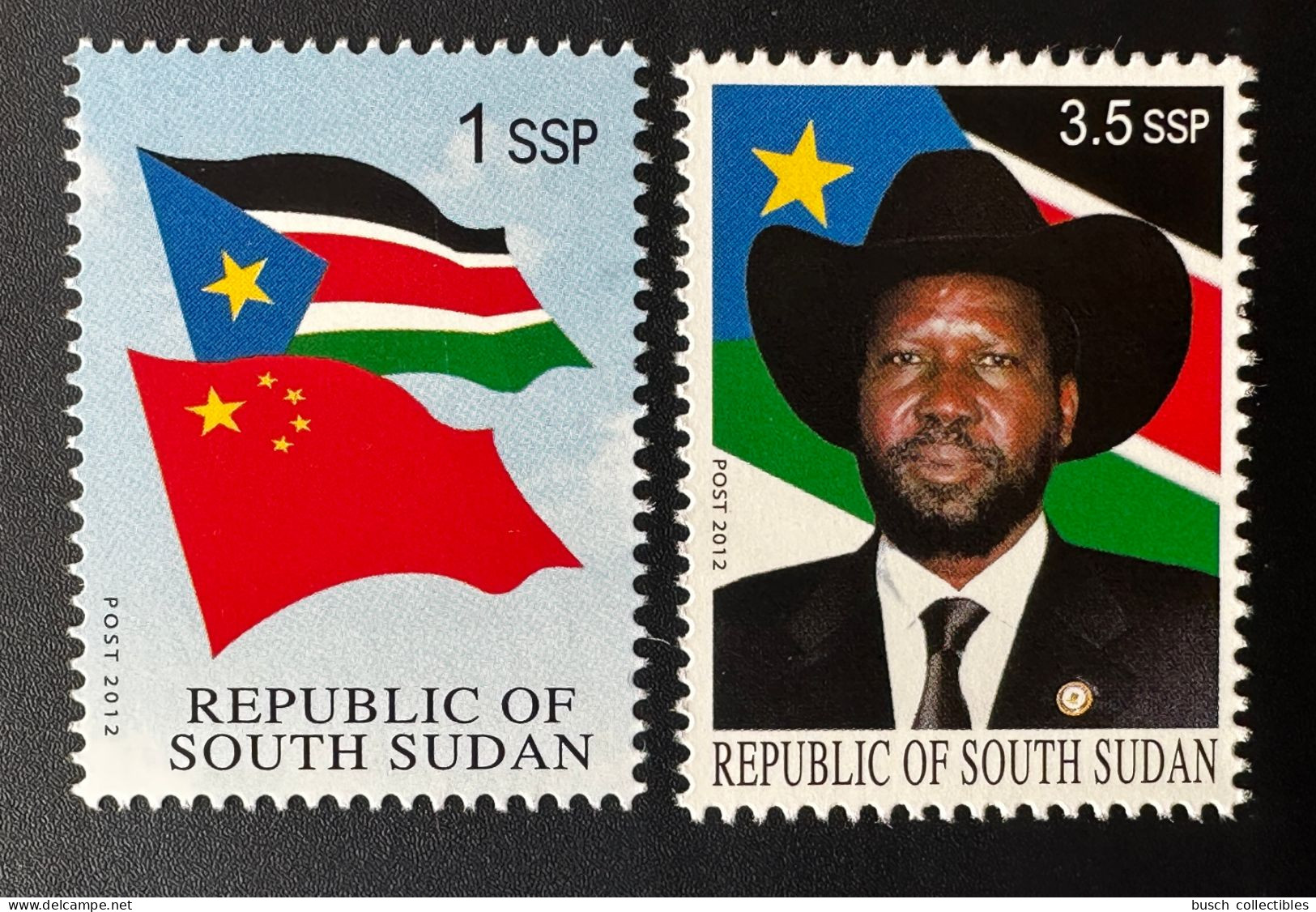 Sud-Soudan South Sudan Südsudan 2012 Mi. I & III Unissued Non émis Salva Kiir Mayardit China Flag Drapeau Fahne - Sellos