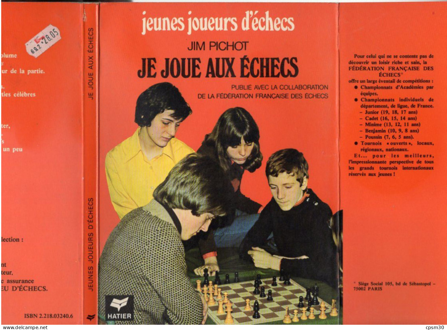 LIVRE - Jeunes Joueurs D'Echecs, édition Hatier, 1975 - Giochi Di Società