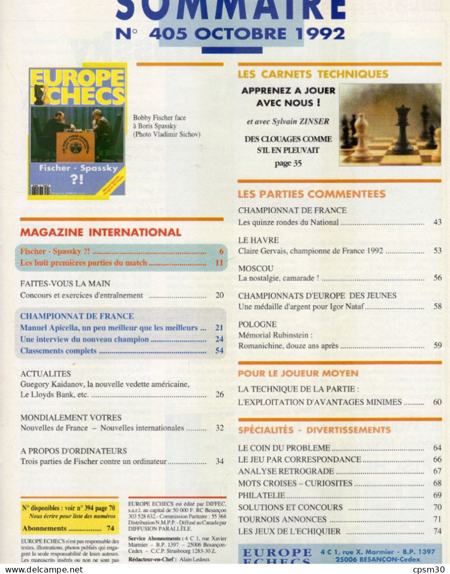 LIVRE - Europe Echecs, 7 Revues 1992 à 1996 - Juegos De Sociedad