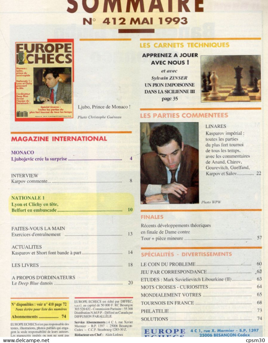 LIVRE - Europe Echecs, 7 Revues 1992 à 1996 - Giochi Di Società
