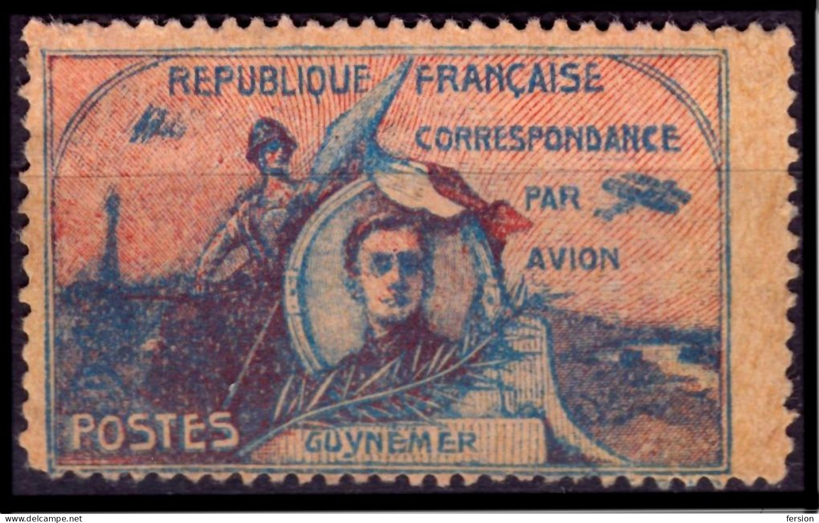 Airplaine - GUYNEMER - Correspondance Par Avion - Airmail  - Used - PAR AVION - 1920 - Label - Autres & Non Classés