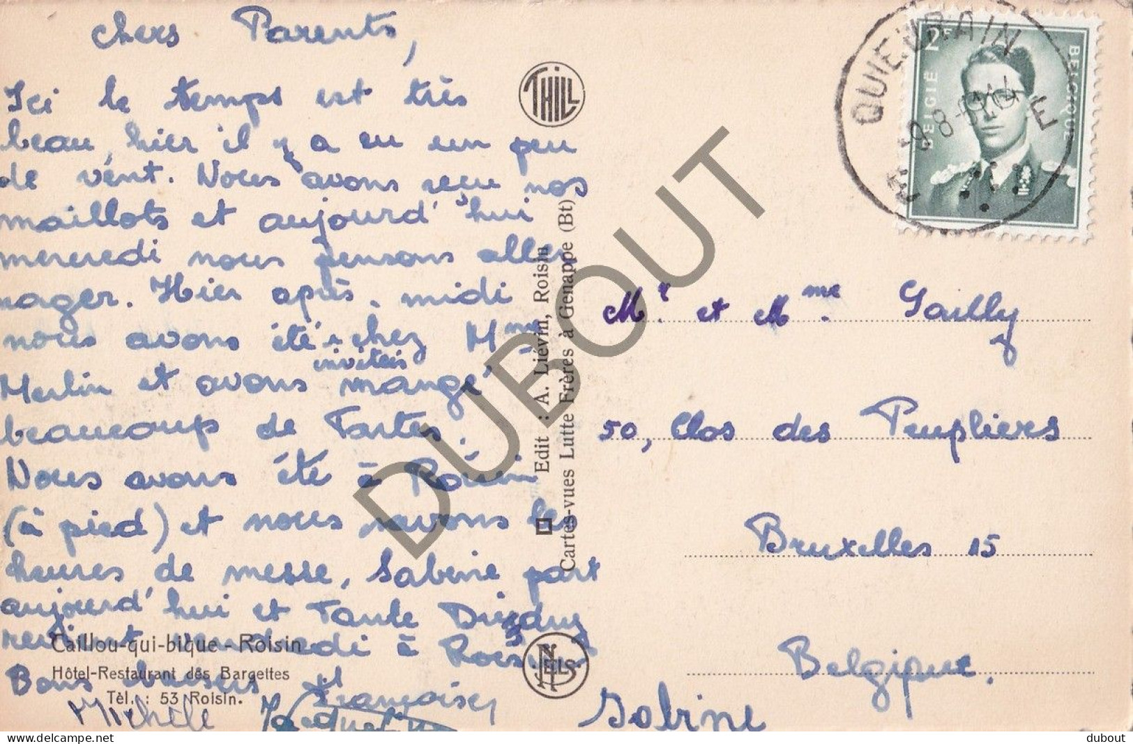 Postkaart/Carte Postale - Roisin - Caillou Qui Bique - Hôtel Restaurant Des Bargettes (C4620) - Honnelles