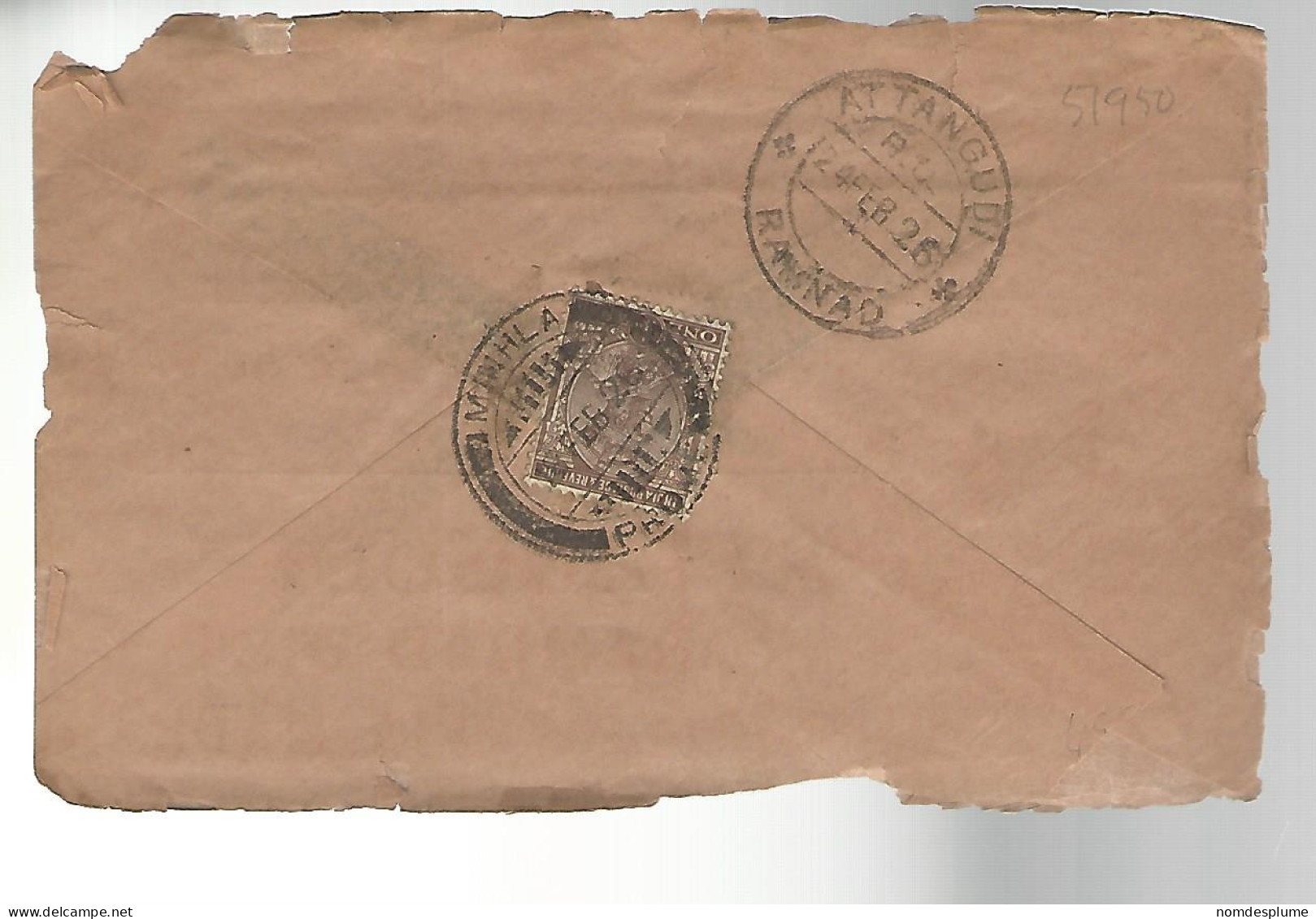 51950 ) Cover India Postmark Attangud Ramnad 1926 - Briefe