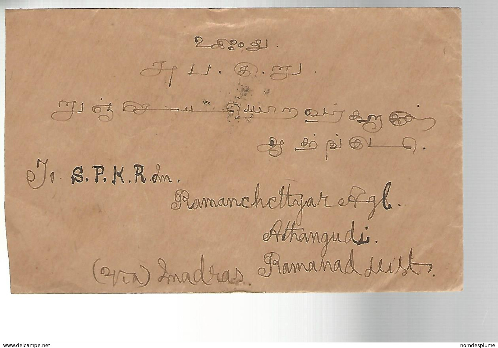 51967 ) Cover India Postmark  Rangoon Ramnad 1926 - Briefe