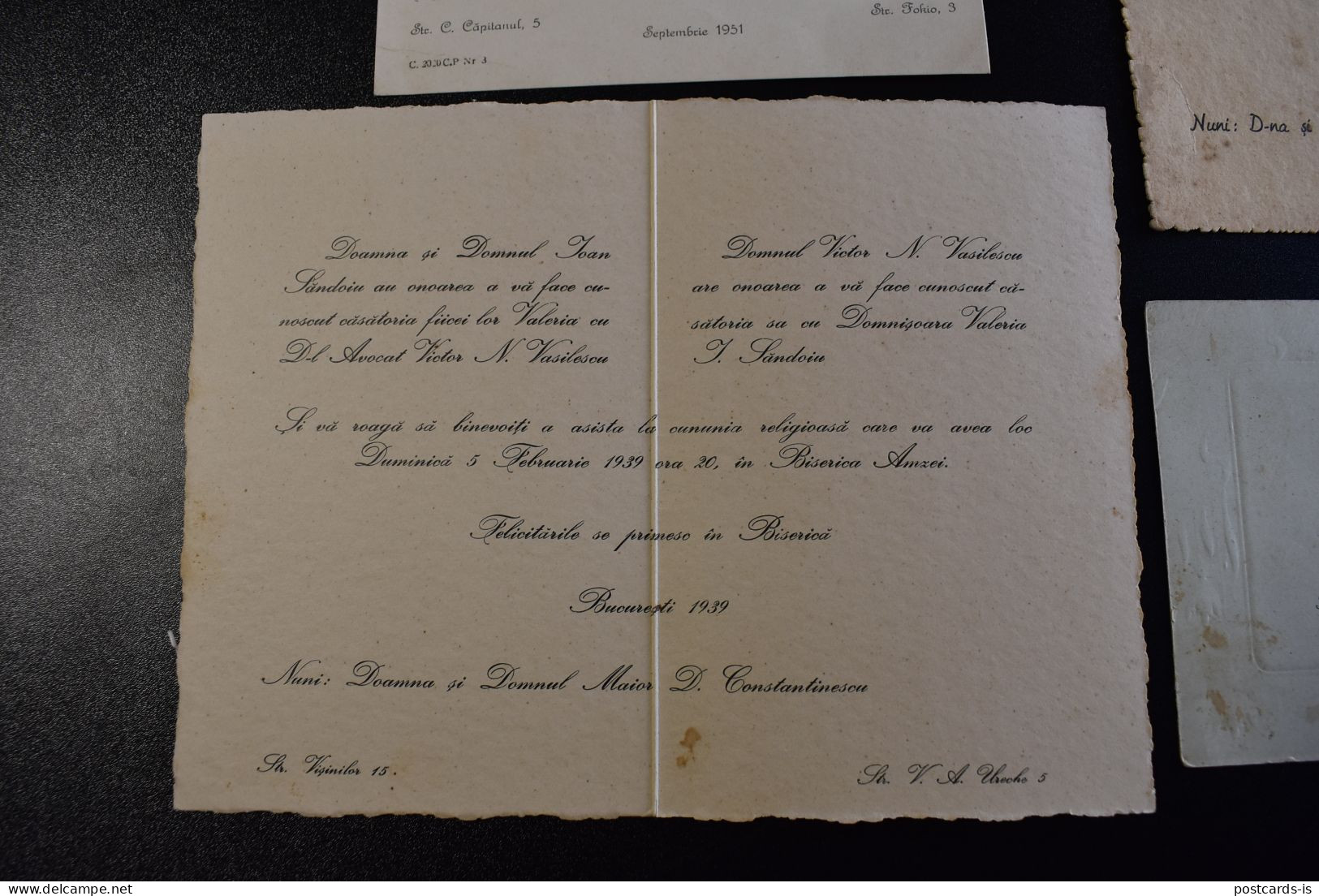 Lot Patru Invitatii Nunti 1911, 1939, 1943 Si 1951 Bucuresti Wedding Romania - Verlobung