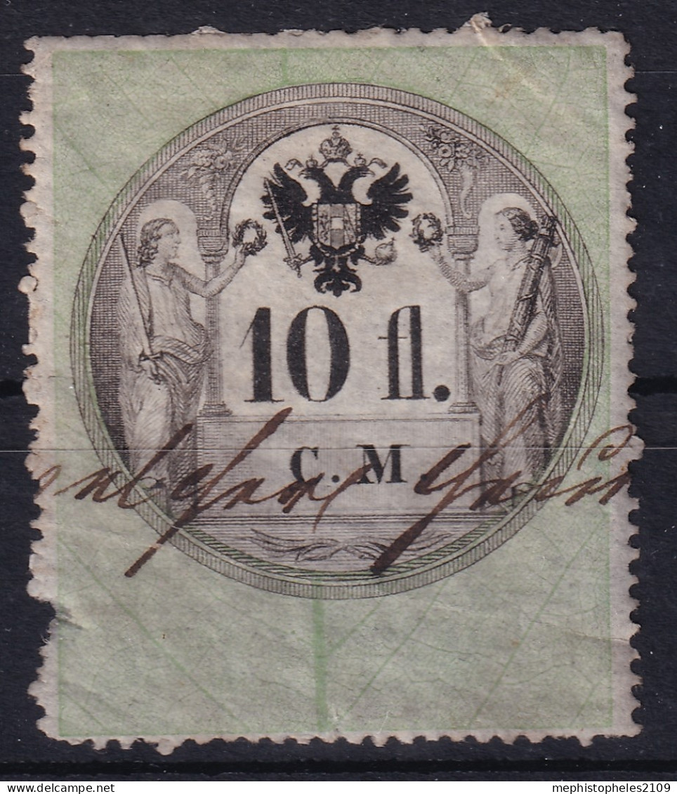 AUSTRIA 1854 - Canceled - Stempelmarke Der 1. Ausgabe C.M. - 10fl - Fiscale Zegels