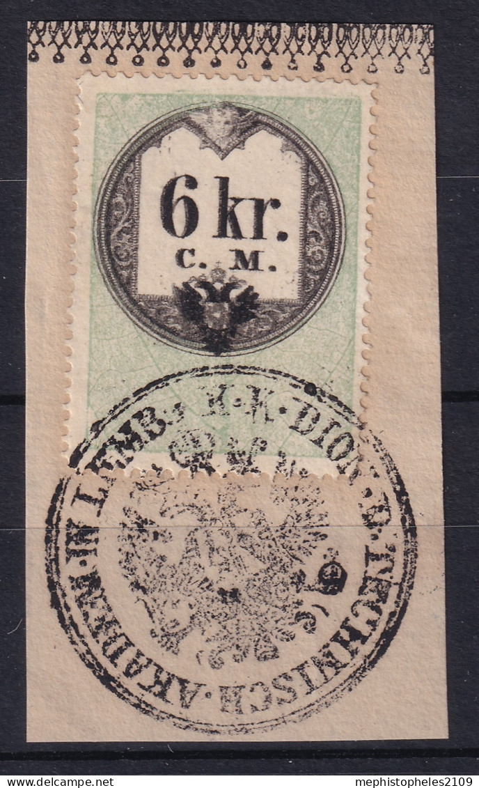 AUSTRIA 1854 - Canceled - Stempelmarke Der 1. Ausgabe C.M. - 6kr - Fiscali