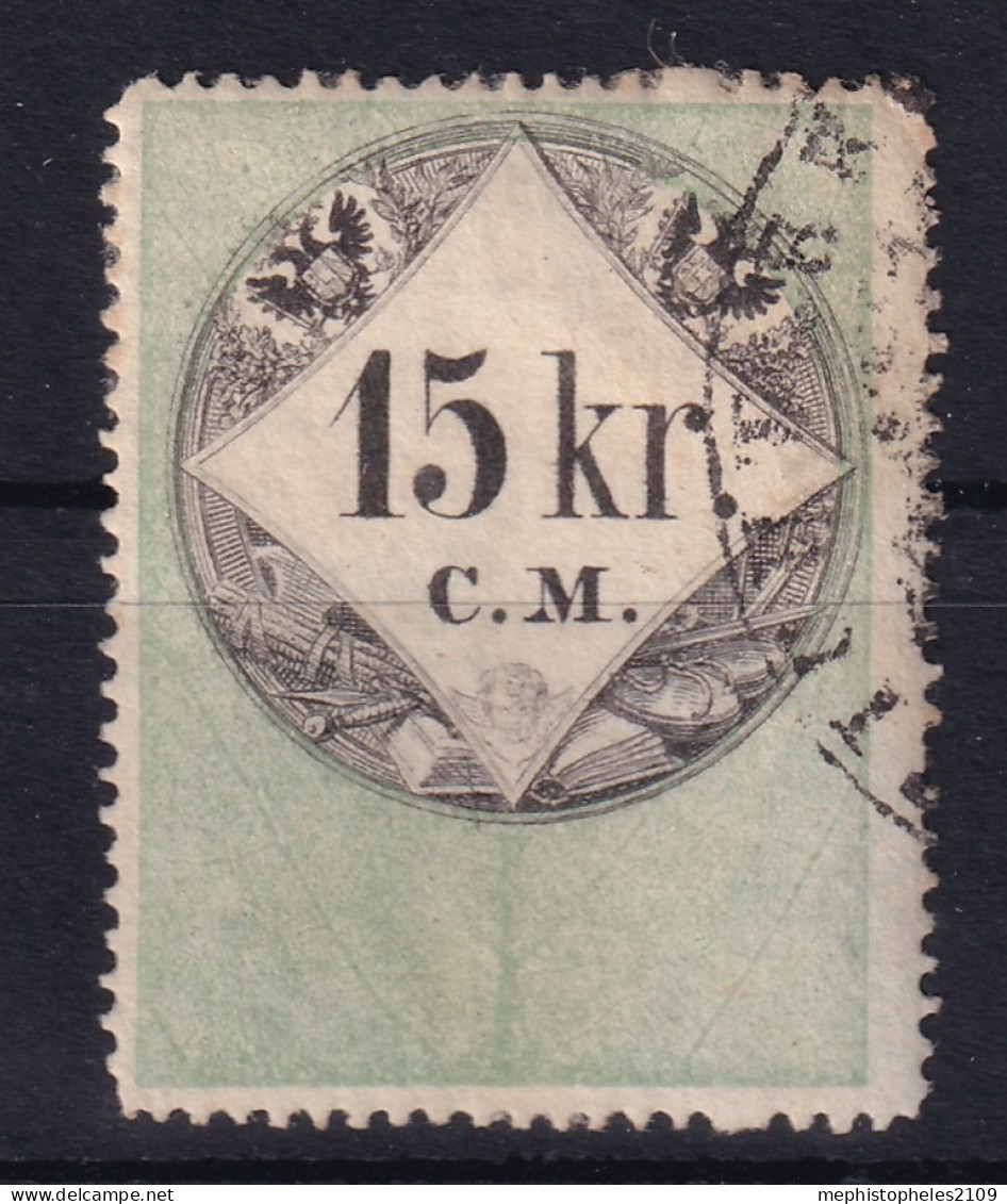 AUSTRIA 1854 - Canceled - Stempelmarke Der 1. Ausgabe C.M. - 15kr - Fiscale Zegels
