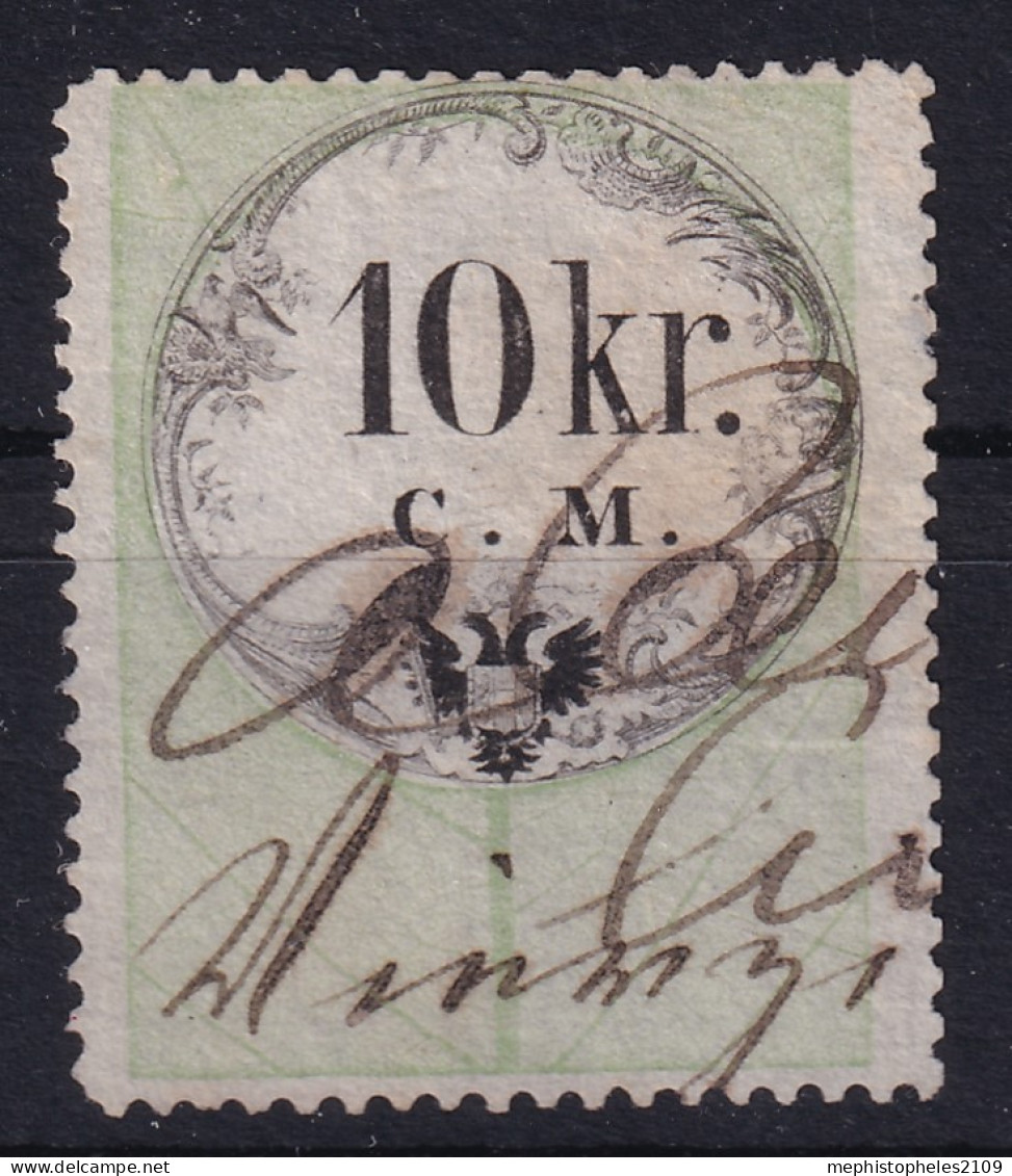AUSTRIA 1854 - Canceled - Stempelmarke Der 1. Ausgabe C.M. - 10kr - Fiscali