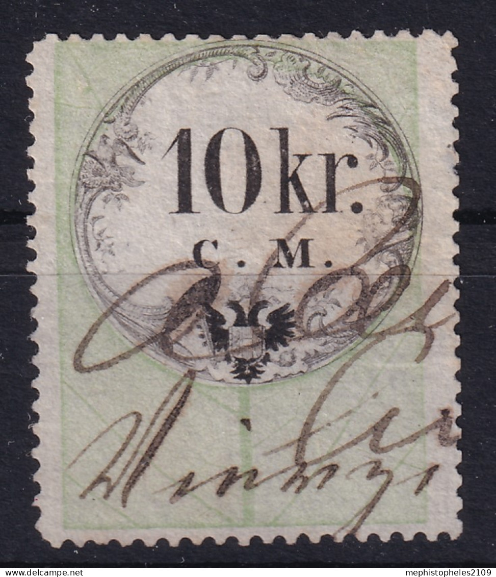 AUSTRIA 1854 - Canceled - Stempelmarke Der 1. Ausgabe C.M. - 10kr - Fiscale Zegels