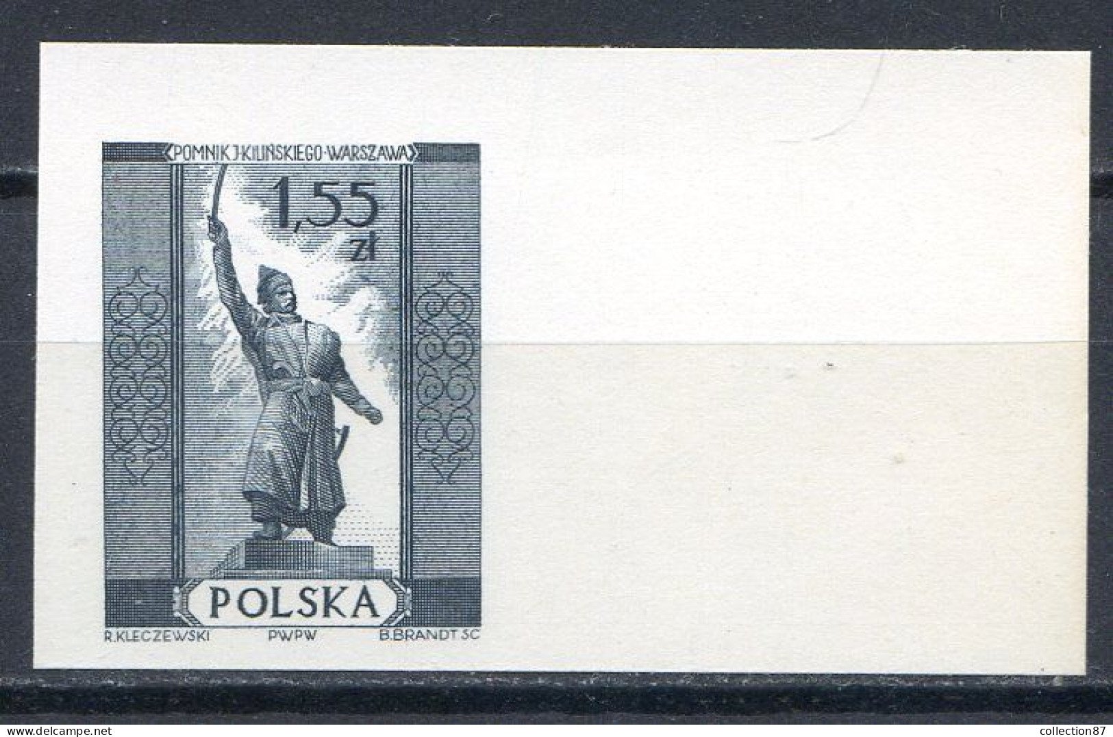 POLOGNE < ESSAI Yvert N° 809 - JAN KILINSKI  MONUMENT De VARSOVIE - Prototype De Gravure - Plaatfouten & Curiosa