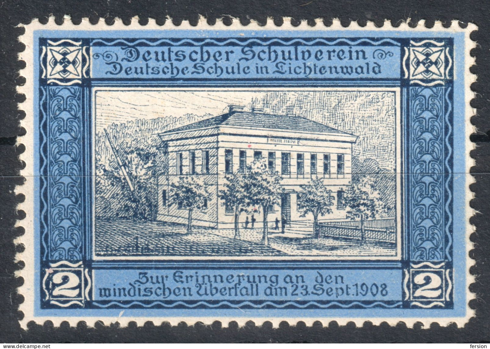 Lichtenwald  Czechia Germany Austria Label Cinderella Vignette SCHOOL Deutscher Schulverein 1908 - ...-1918 Prefilatelia