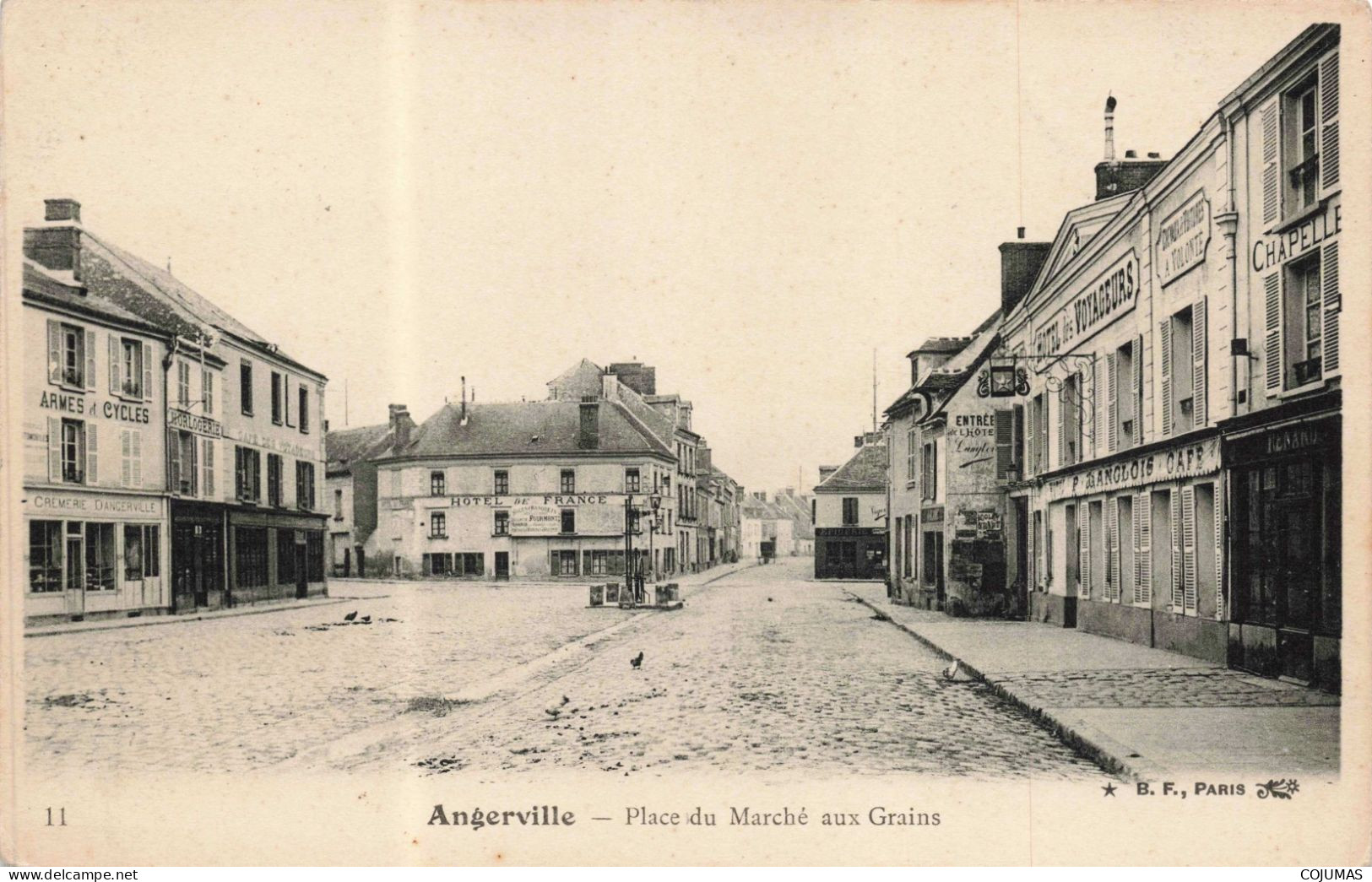 91 - ANGERVILLE - S21169 - Place Du Marché Aux Grains - Hôtel De France Voyageurs - Angerville