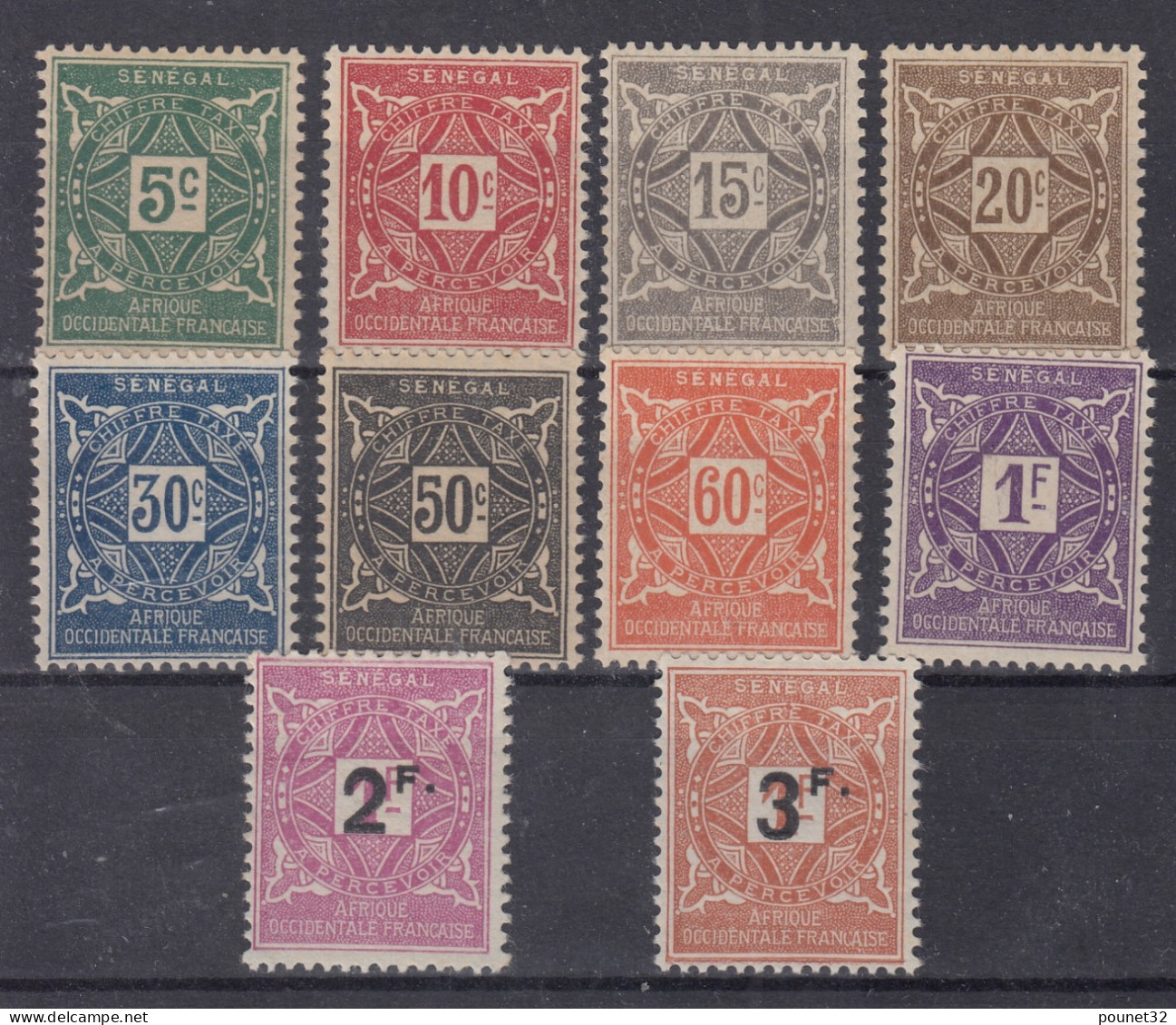 SENEGAL : TAXE + SURCHARGES N° 12/21 NEUFS ** GOMME SANS CHARNIERE - Timbres-taxe