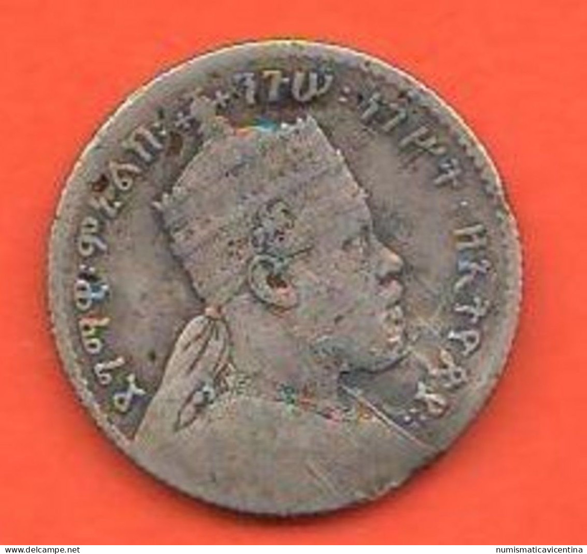 Etiopia 1 Ghersh Menelik II° Emperor Of Ethiopia Ethiopie Silver Coin - Ethiopië