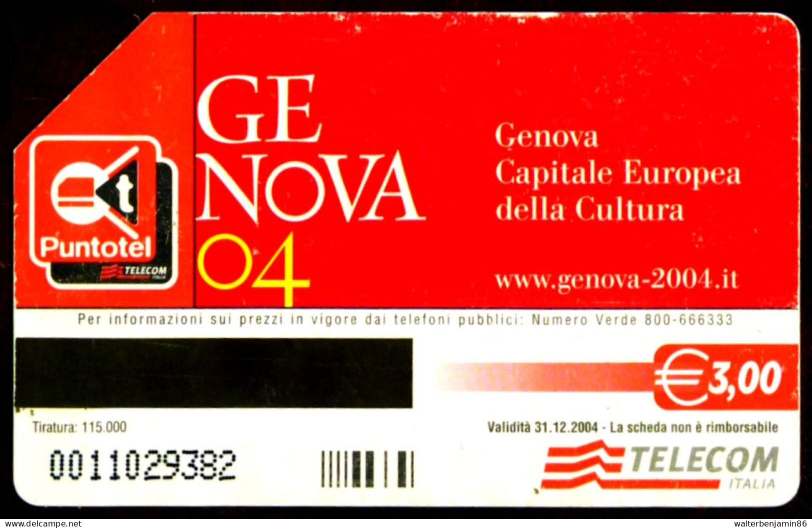 G 1787 289 C&C 3885 SCHEDA TELEFONICA USATA GENOVA 2004 L' ETA' DI RUBENS 3^A QUALITA' - Public Ordinary