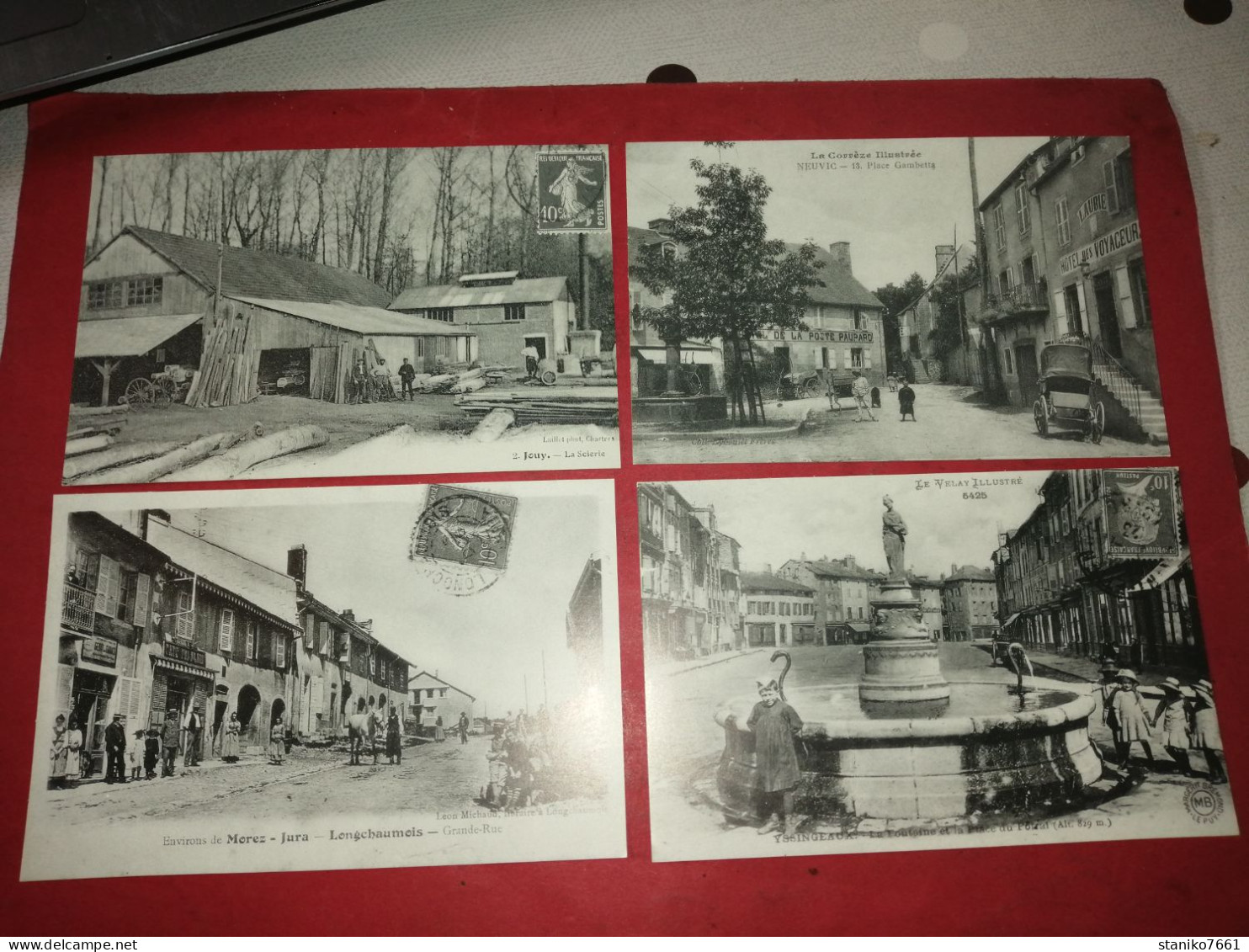 4 Cartes Postales Jouy La Scierie Neuvic La Corrèze Le Velay Illustré Morez Jura Longchaumois Yssingneaux La Fontaine - Grupo De Niños Y Familias