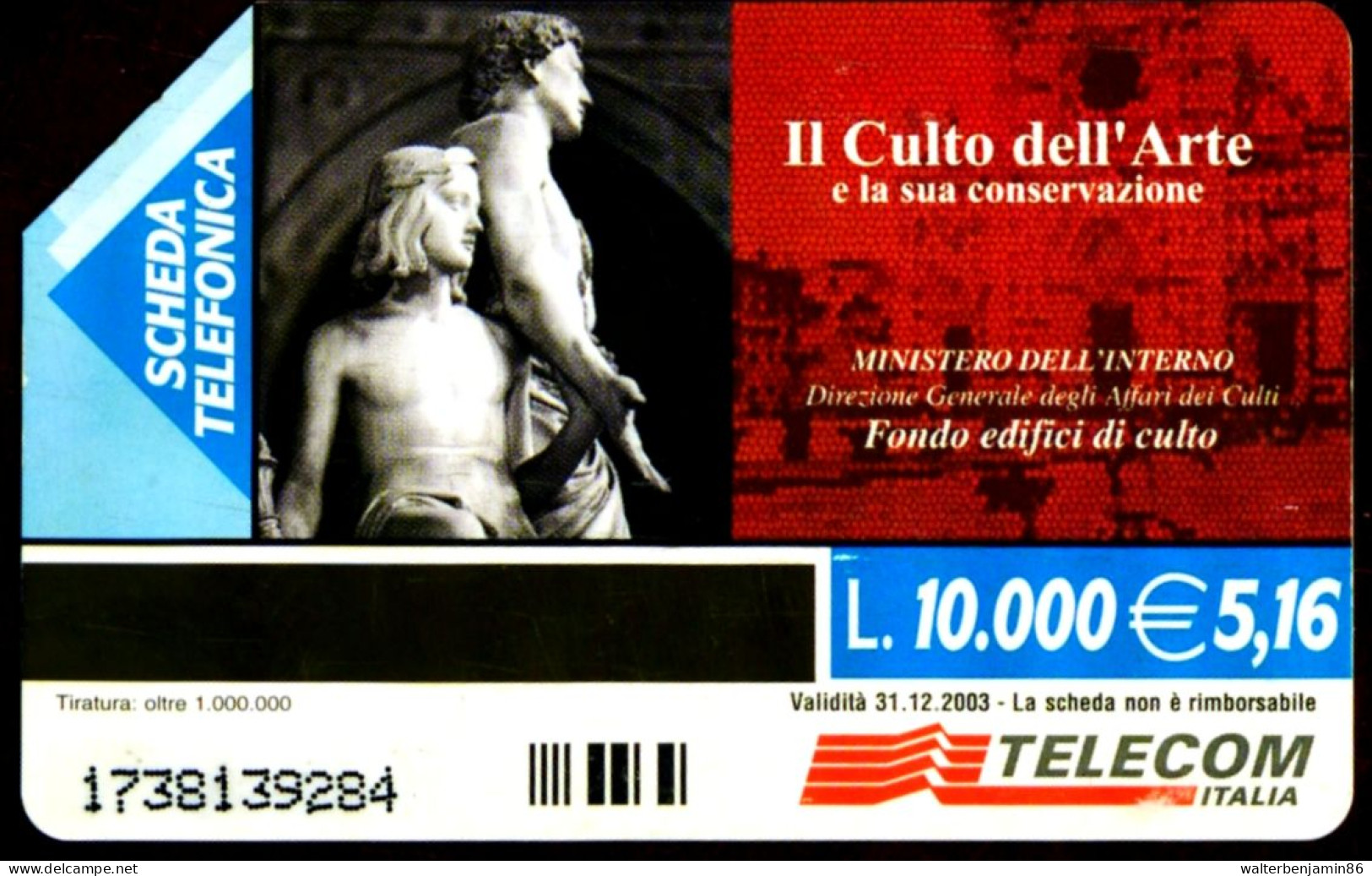 G 1487 C&C 3566 SCHEDA TELEFONICA USATA CULTO DELL' ARTE S. CROCE FIRENZE - Openbaar Gewoon